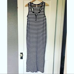 Striped Racerback Tank Dress with Snaps